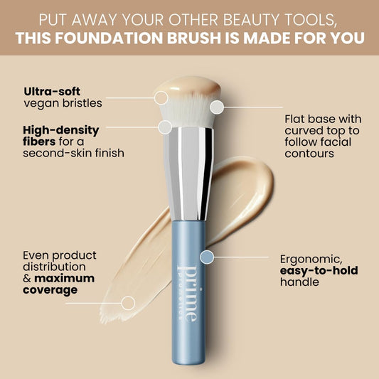 Prime Prometics PrimeSkin Liquid Foundation Brush for Mature Women – Ultra-Soft Bristles for Seamless, Streak-Free Coverage – Even, Natural Finish – Ideal for Sensitive or Dry Skin