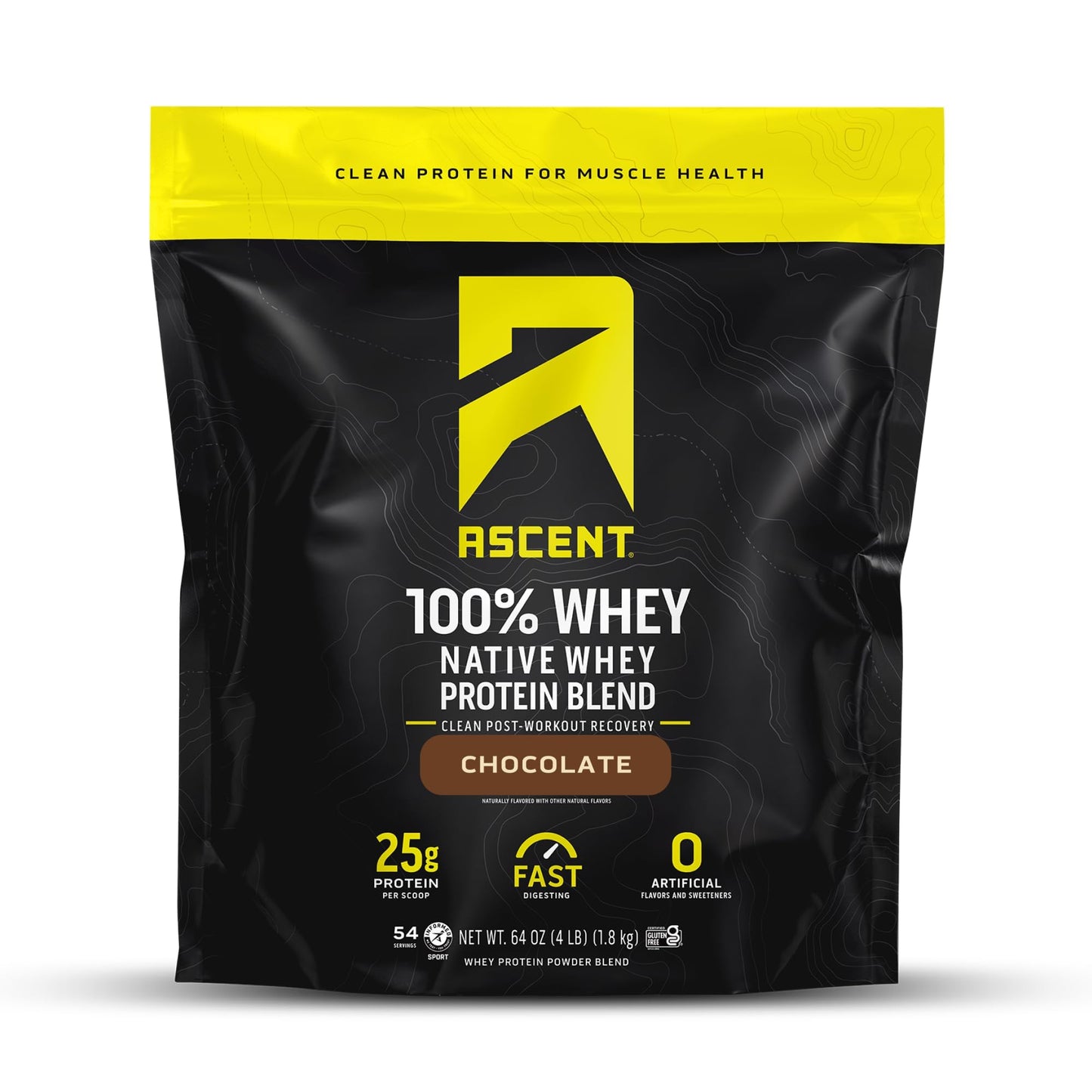 Ascent 100% Whey Protein Powder - Post Workout Whey Protein Isolate, Zero Artificial Flavors & Sweeteners, Soy & Gluten Free, 5.5g BCAA, 2.6g Leucine, Essential Amino Acids, Vanilla Bean 2 lb