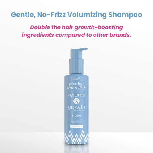PRIME PROMETICS PrimeHair Lush N' Thick Shampoo for Mature Women – Biotin Enriched, Sulfate-Free and Paraben-Free Shampoo with Hair Growth Promoting Ingredients – Volumizing, Hydrating