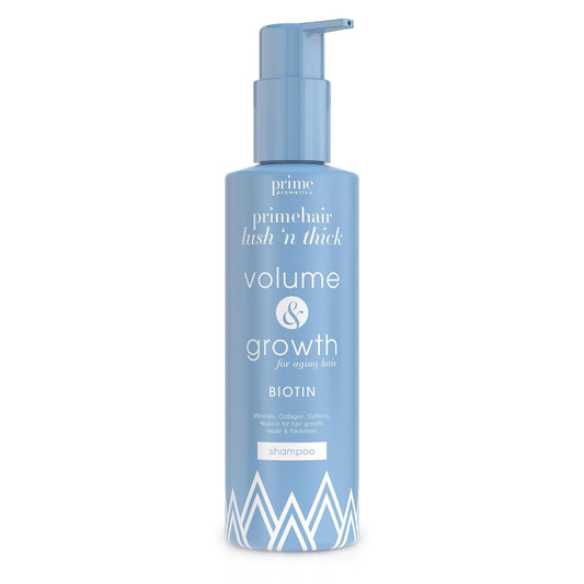 PRIME PROMETICS PrimeHair Lush N' Thick Shampoo for Mature Women – Biotin Enriched, Sulfate-Free and Paraben-Free Shampoo with Hair Growth Promoting Ingredients – Volumizing, Hydrating