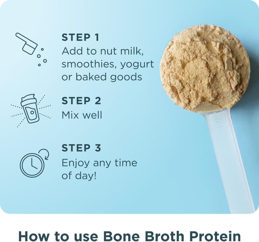 Ancient Nutrition Grass Fed Bone Broth Protein Powder, Vanilla | 20g Clean Protein, Grass-Fed & Pasture-Raised, Collagen Types I, II & III, Gut + Joint Support, 20 Servings
