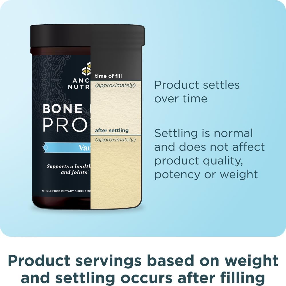 Ancient Nutrition Grass Fed Bone Broth Protein Powder, Vanilla | 20g Clean Protein, Grass-Fed & Pasture-Raised, Collagen Types I, II & III, Gut + Joint Support, 20 Servings