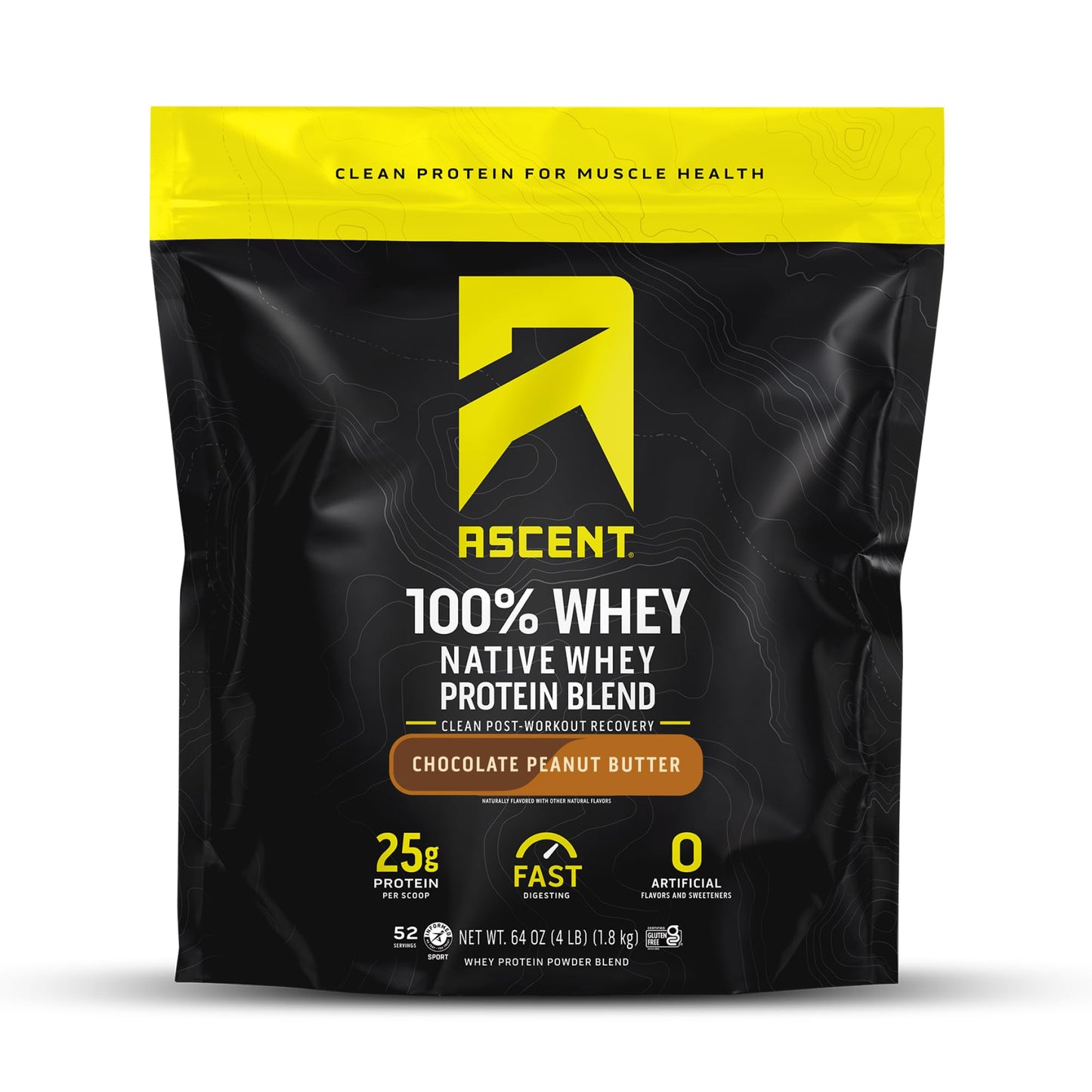 Ascent 100% Whey Protein Powder - Post Workout Whey Protein Isolate, Zero Artificial Flavors & Sweeteners, Soy & Gluten Free, 5.5g BCAA, 2.6g Leucine, Essential Amino Acids, Vanilla Bean 2 lb