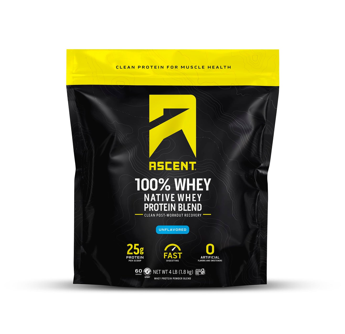 Ascent 100% Whey Protein Powder - Post Workout Whey Protein Isolate, Zero Artificial Flavors & Sweeteners, Soy & Gluten Free, 5.5g BCAA, 2.6g Leucine, Essential Amino Acids, Vanilla Bean 2 lb