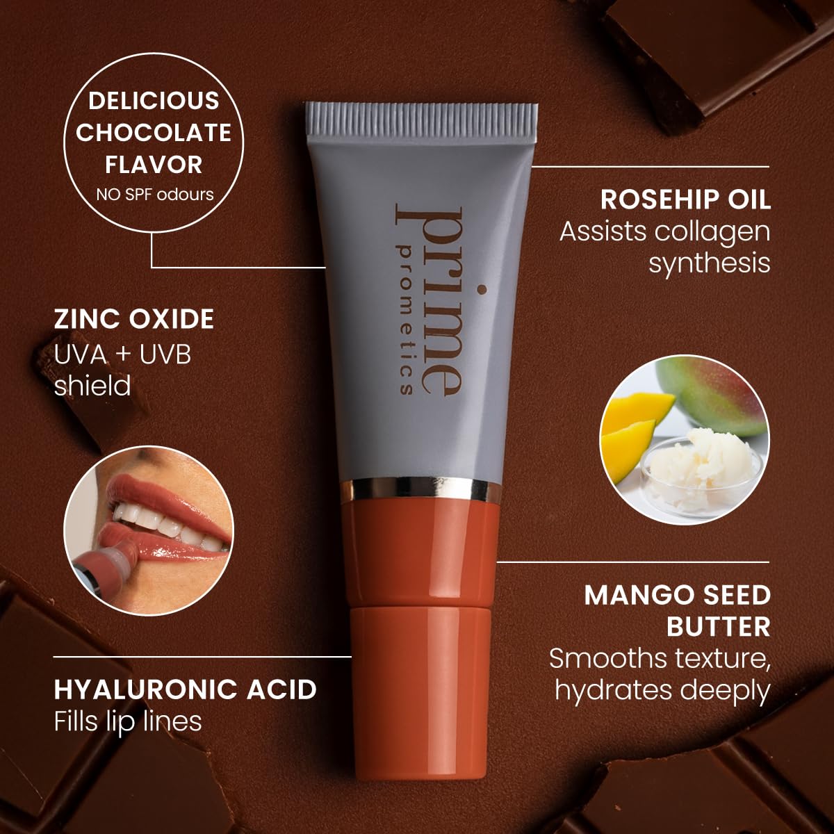 PRIME PROMETICS PrimeLip SPF 35 Lip Oil for Mature Women – UVA & UVB Shield – Intense, Long-Lasting Hydration – Vibrant Color & Non-Sticky, Shiny Gloss (Nude Rose)
