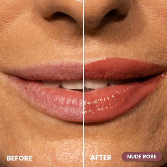 PRIME PROMETICS PrimeLip SPF 35 Lip Oil for Mature Women – UVA & UVB Shield – Intense, Long-Lasting Hydration – Vibrant Color & Non-Sticky, Shiny Gloss (Nude Rose)