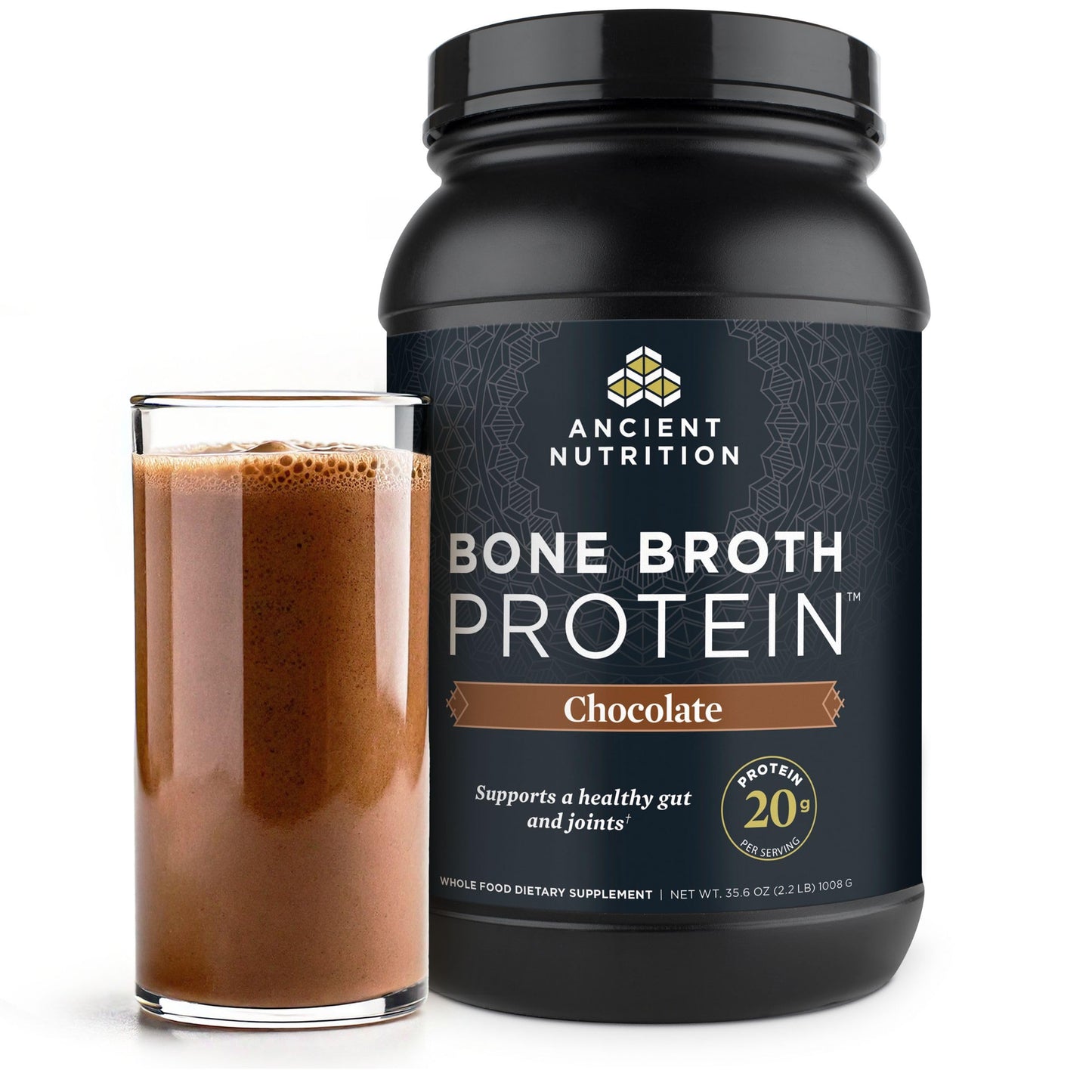Ancient Nutrition Grass Fed Bone Broth Protein Powder, Vanilla | 20g Clean Protein, Grass-Fed & Pasture-Raised, Collagen Types I, II & III, Gut + Joint Support, 20 Servings