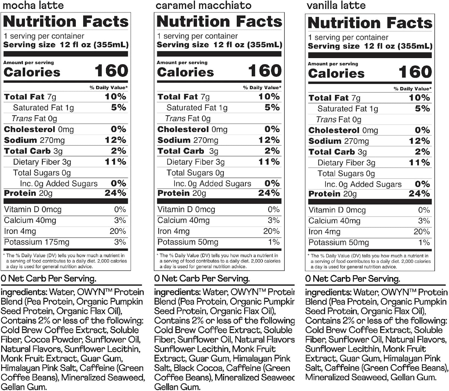 OWYN Only What You Need Double Shot 20g Protein Shake, Variety Pack, 12 Ct