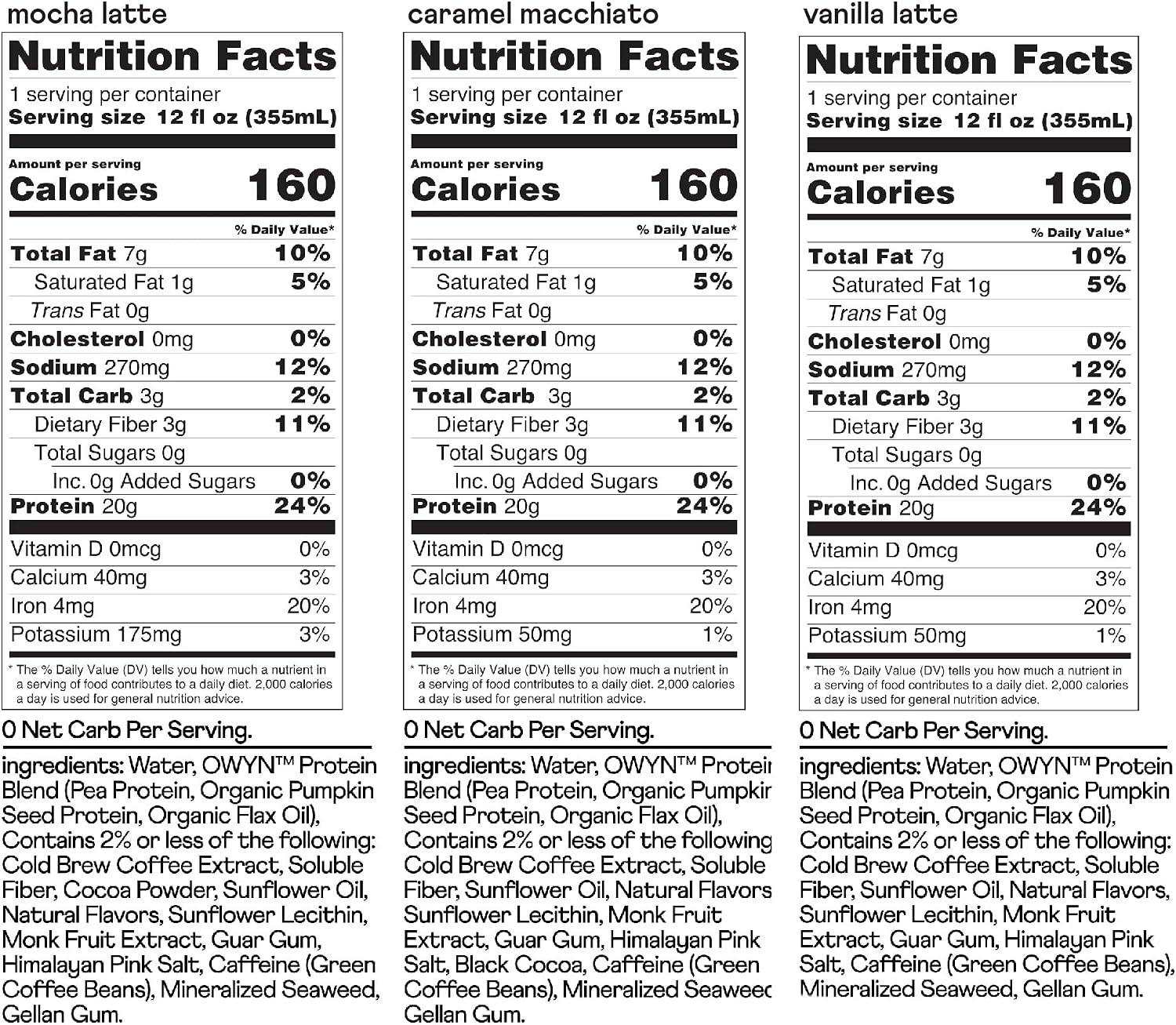 OWYN Only What You Need Double Shot 20g Protein Shake, Variety Pack, 12 Ct